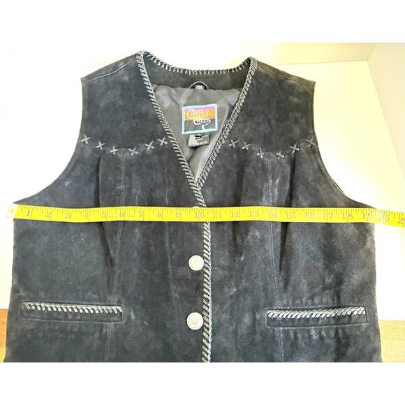Cripple Creek Black Suede Leather Vest Snap Closure Western Pockets Womens Large - Picture 5 of 7